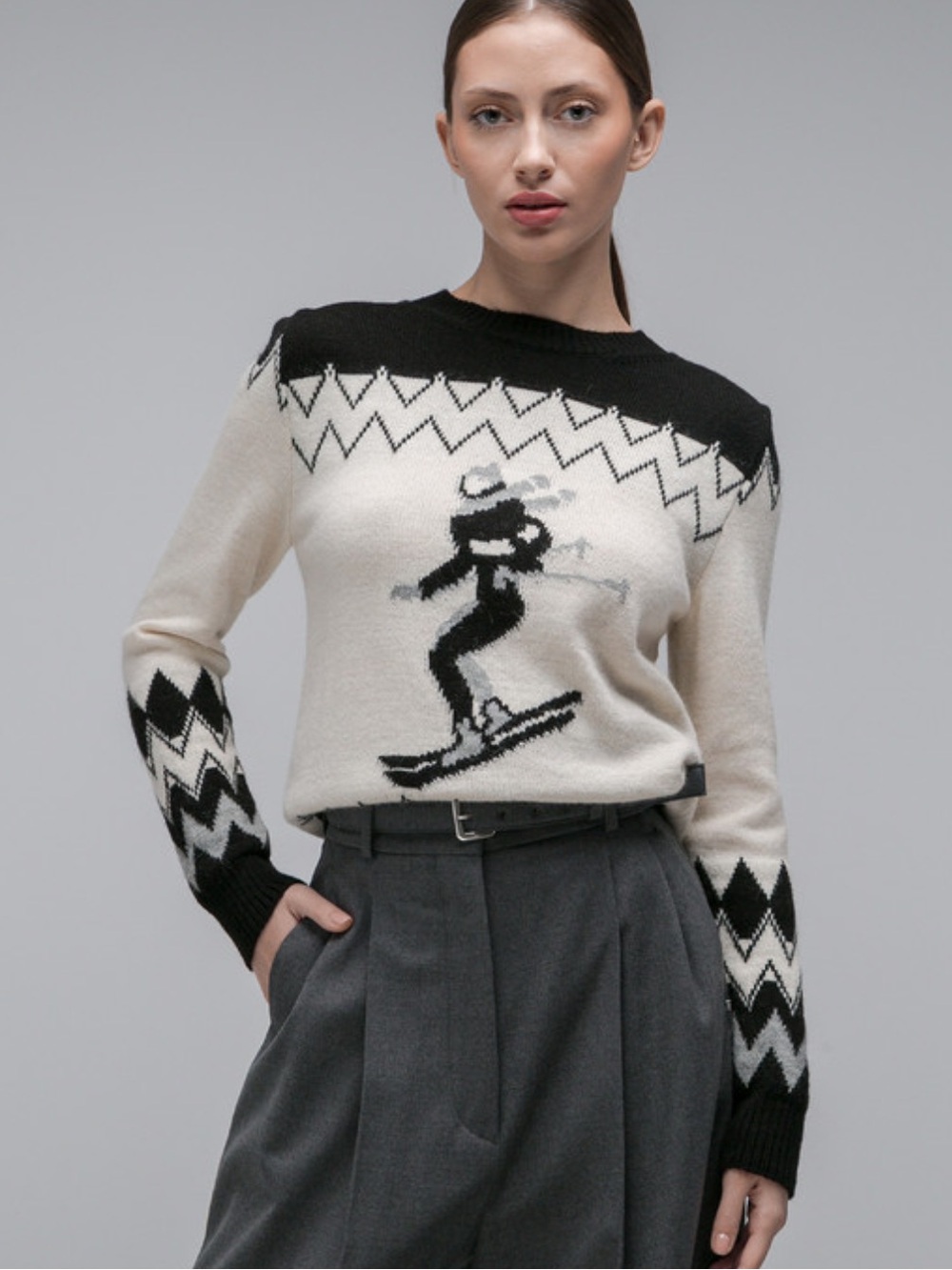 NWT WEEDWEND MAX MARA Taiga Ski-Motif sweater with a pattern
